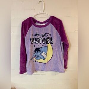 Disney Eeyore Plush Sleep Top Girls L 12-14 Do Not Disturb Pajama